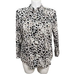 Lane Bryant Leopard Print Button Front Blouse Size 18 Long Sleeve Top